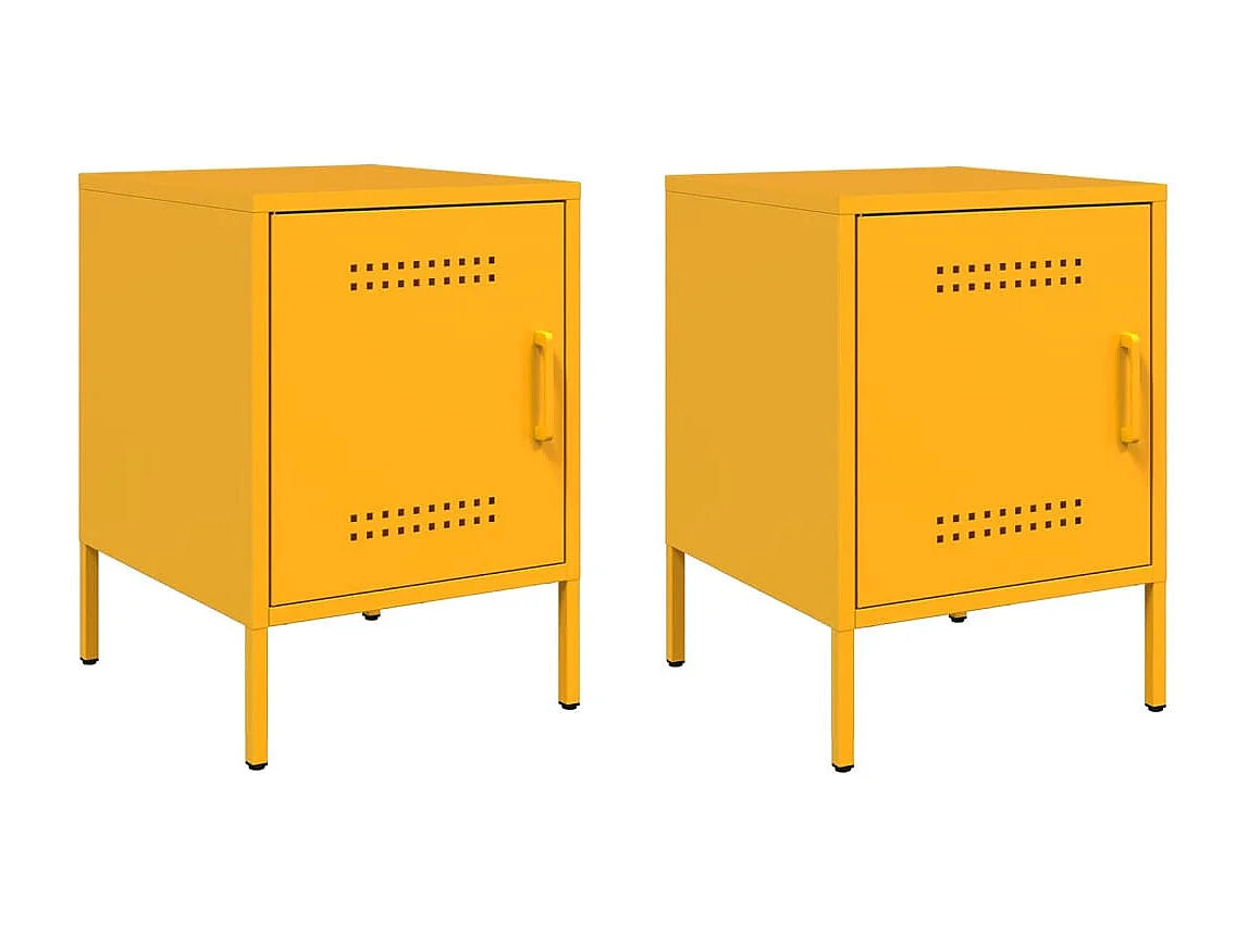 Tables de chevet 2 pcs jaune moutarde 36x39x50,5 cm acier