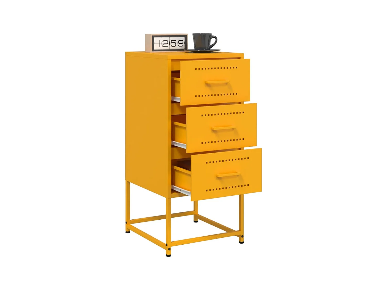 Table de chevet jaune moutarde 36x39x78 cm acier