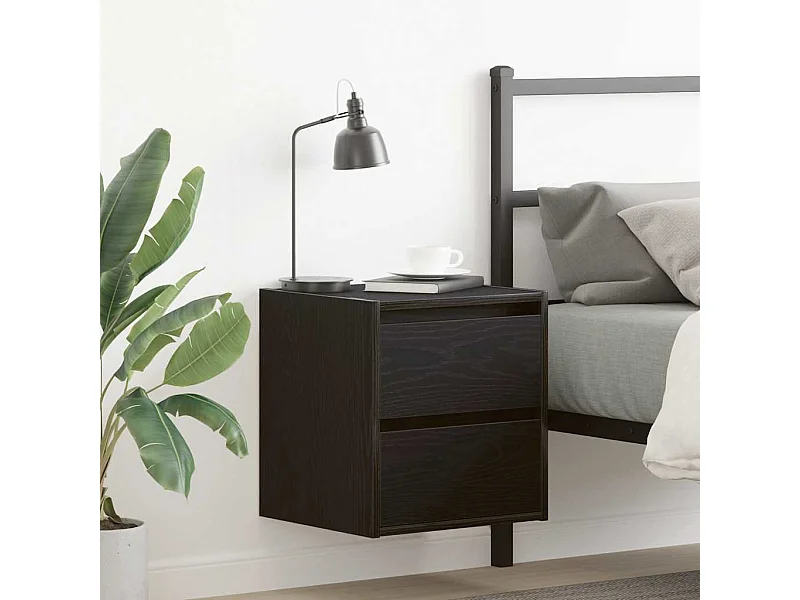 Comodino da parete in rovere nero 38x34x40 cm