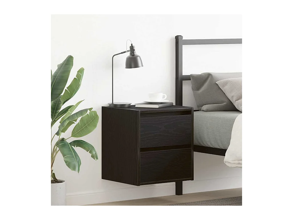 Table de chevet murale chêne noir 38x34x40 cm