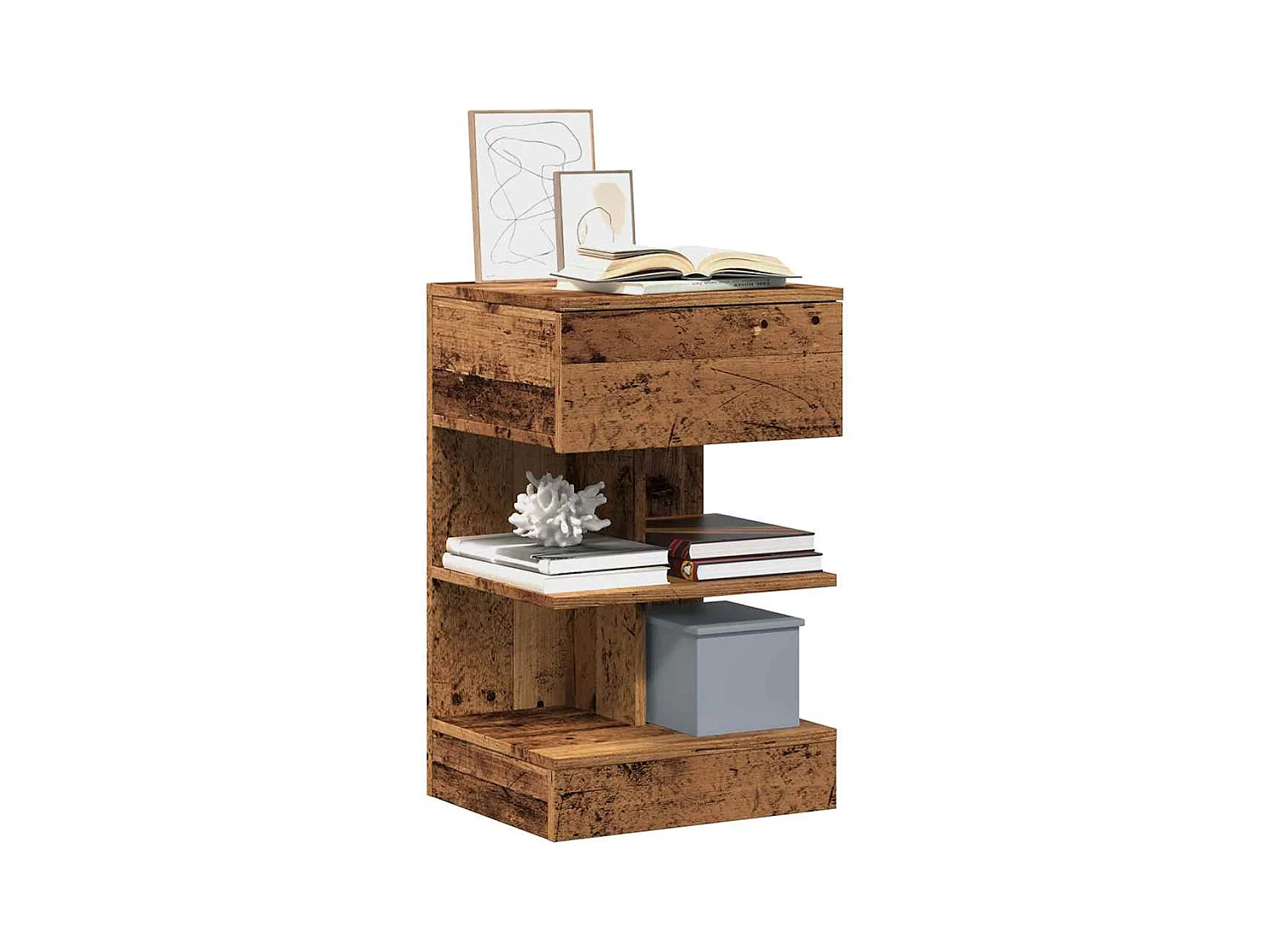 Tables de chevet 2 pcs vieux bois 40x35x65 cm bois d’ingénierie