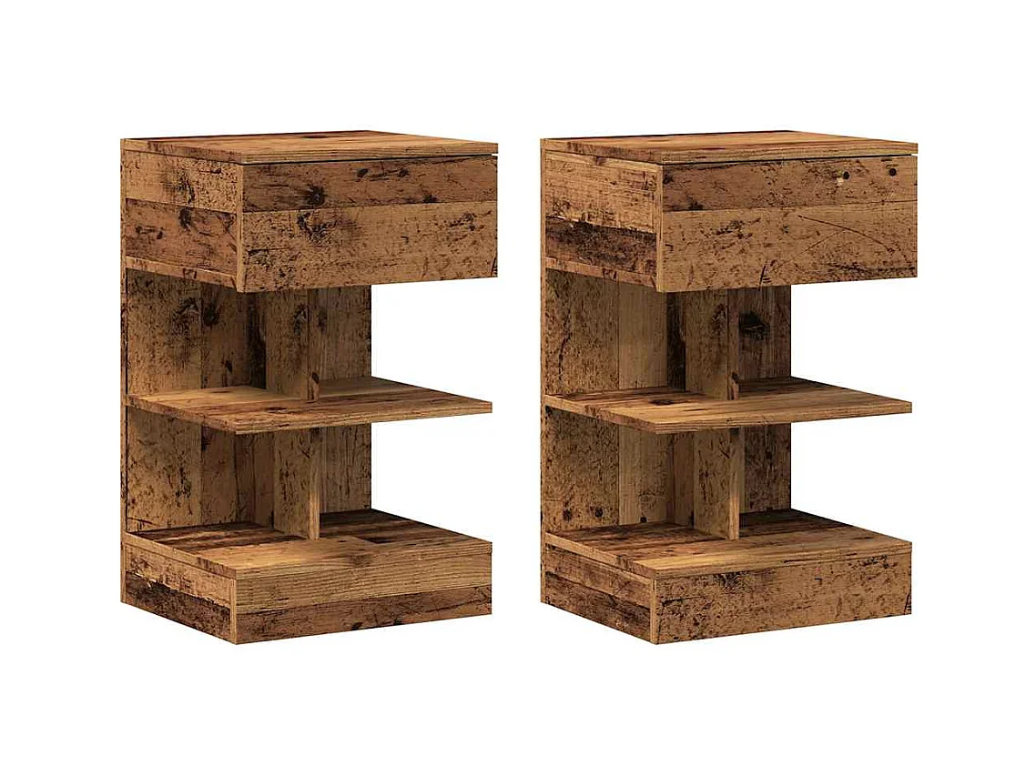 Tables de chevet 2 pcs vieux bois 40x35x65 cm bois d’ingénierie