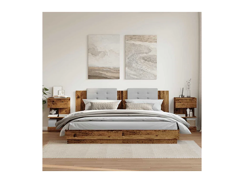 Tables de chevet 2 pcs vieux bois 40x35x65 cm bois d’ingénierie