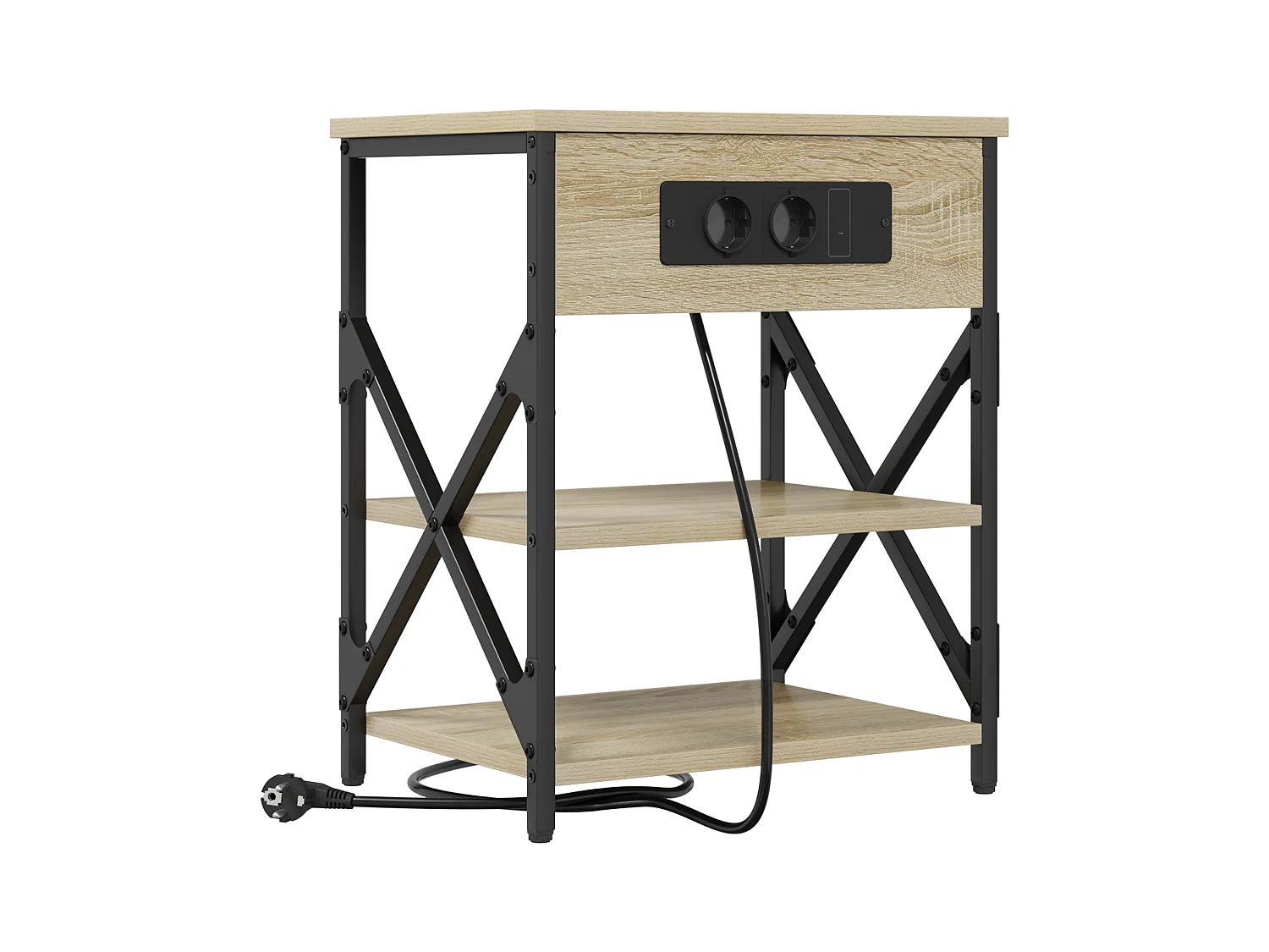 Table de nuit avec station de chargement 2 pcs Chêne sonoma