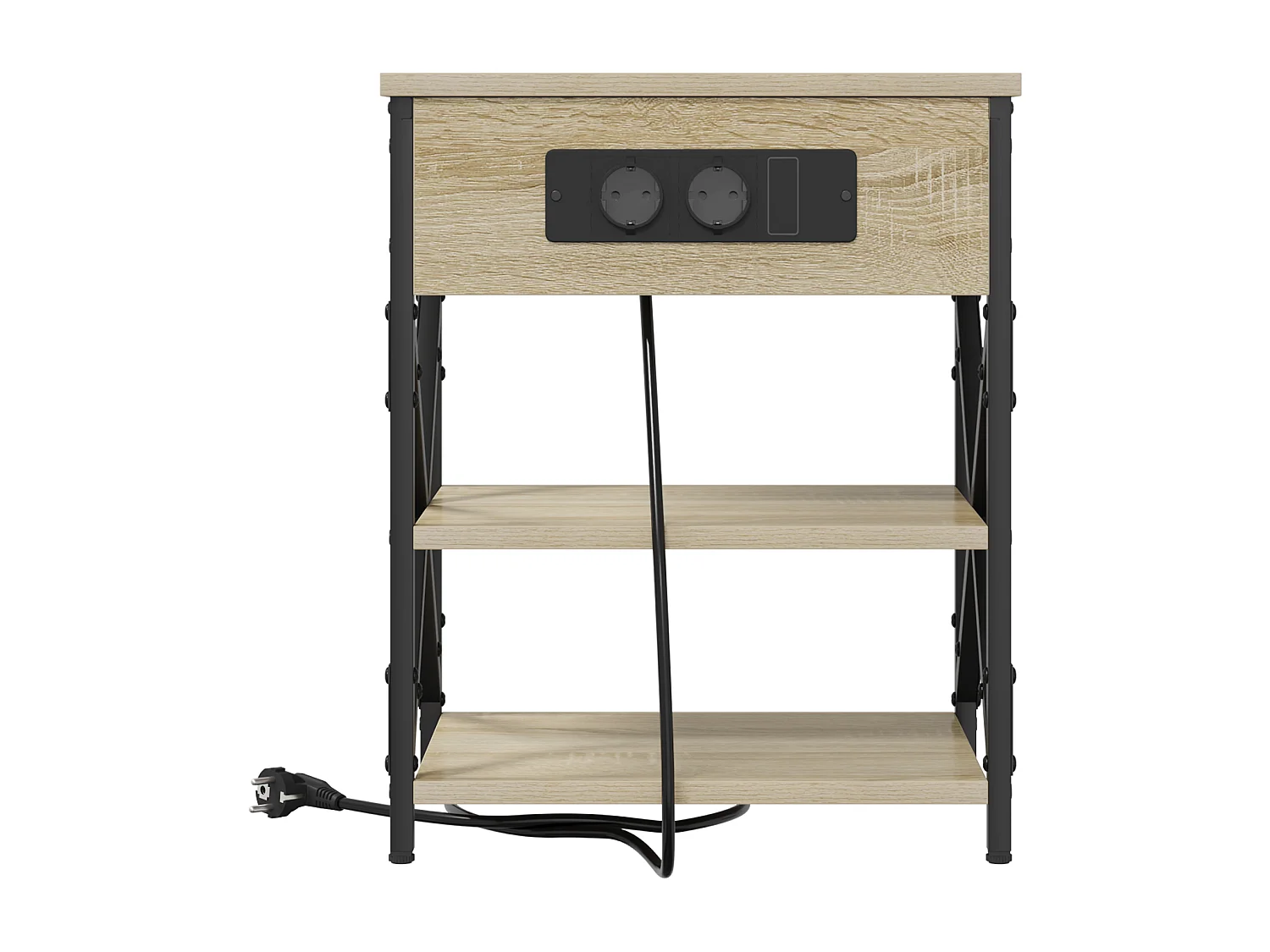 Table de nuit avec station de chargement 2 pcs Chêne sonoma