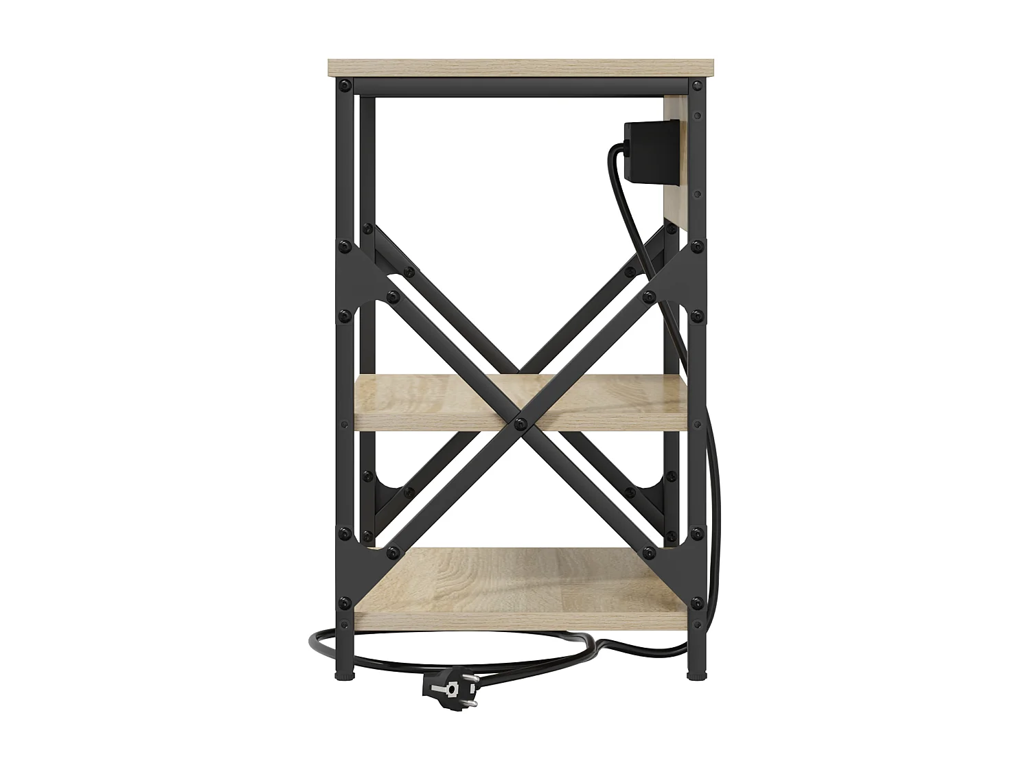 Table de nuit avec station de chargement 2 pcs Chêne sonoma