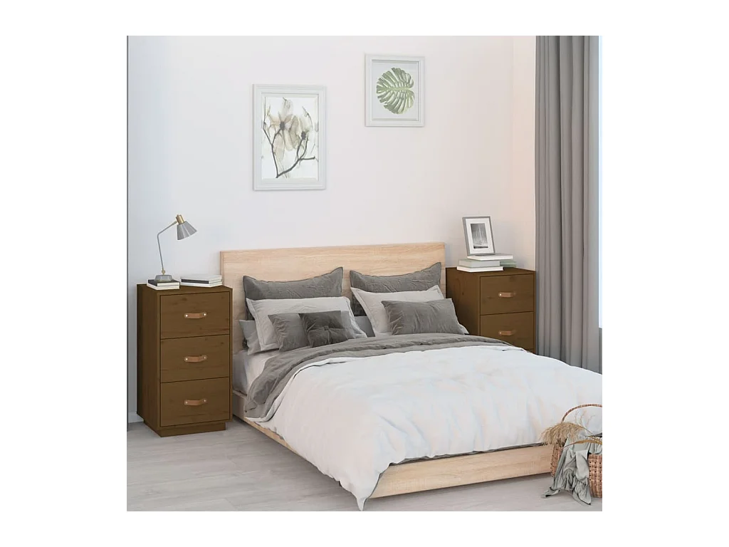 Nachtkastjes 2 stuks Bruin 40x40x75 cm Massief grenenhout