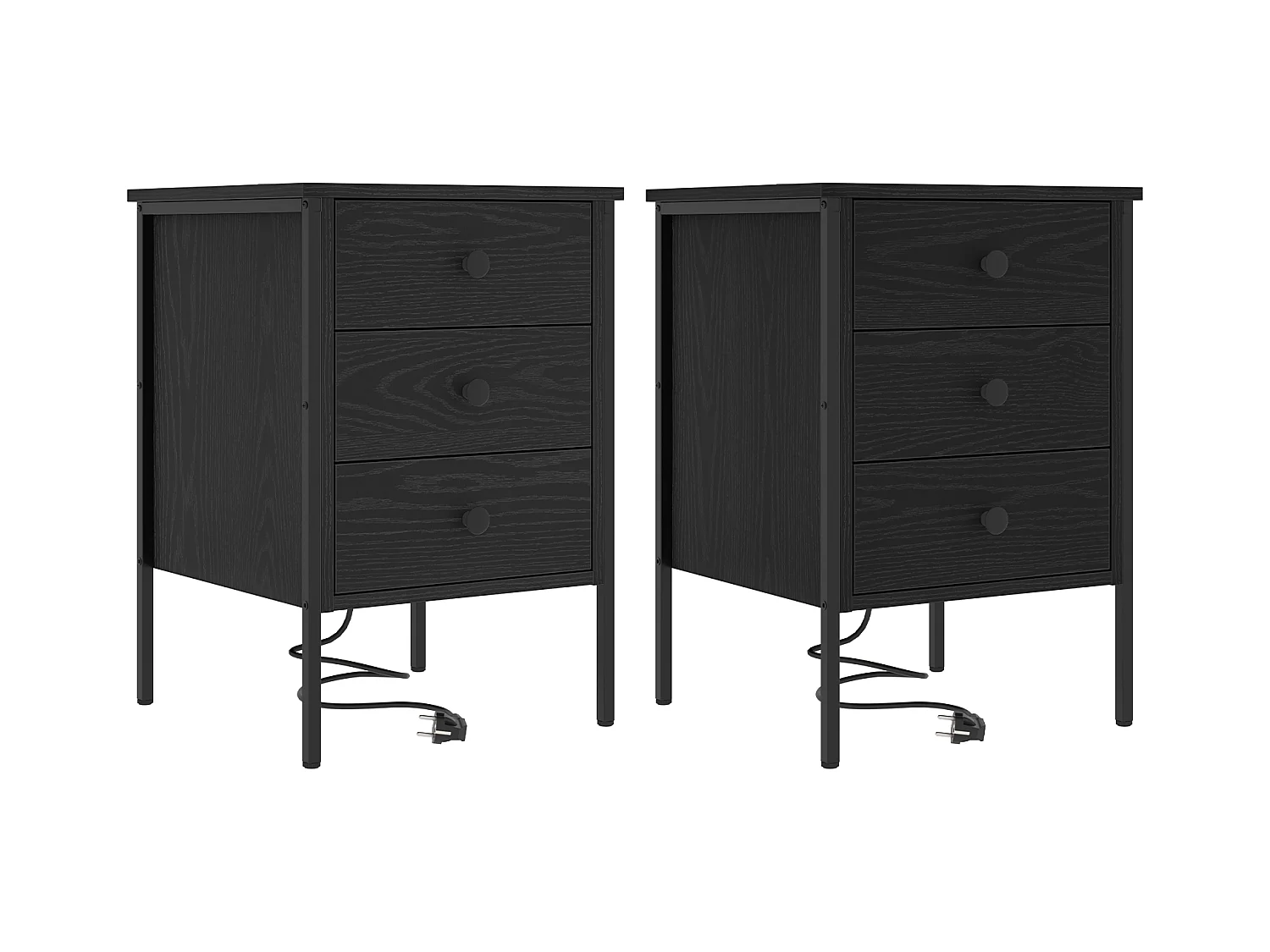 Armoires de chevet avec tiroir 2 pcs Chêne noir 42 x 41 x 61 cm
