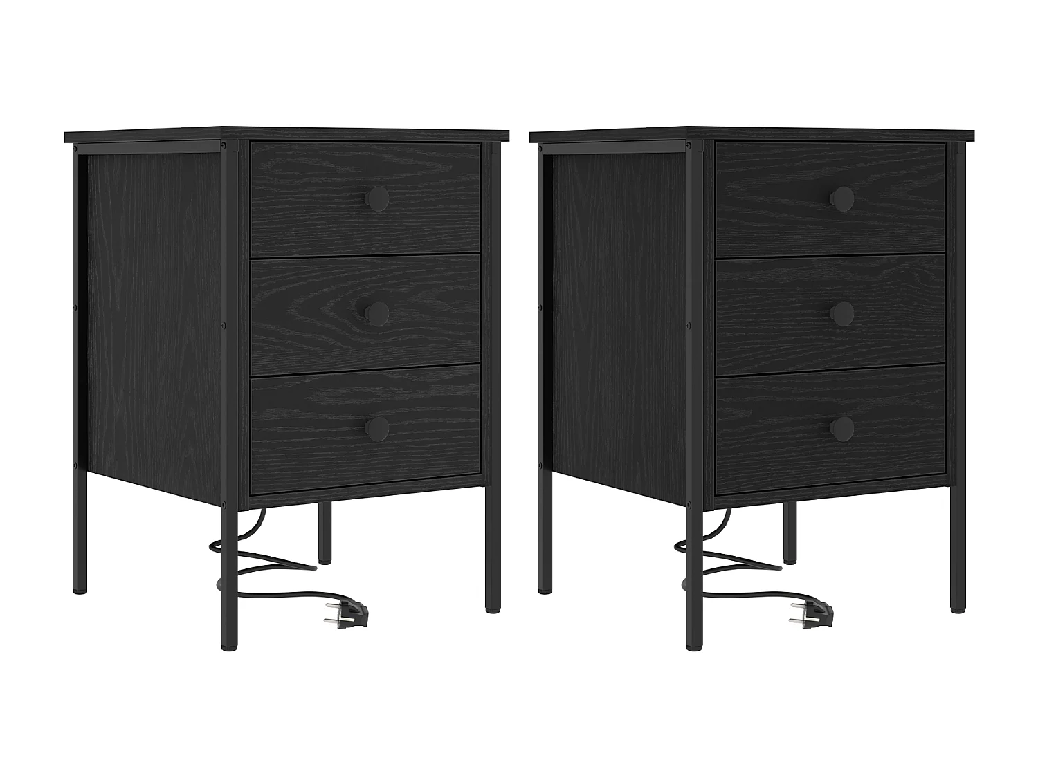 Armoires de chevet avec tiroir 2 pcs Chêne noir 42 x 41 x 61 cm