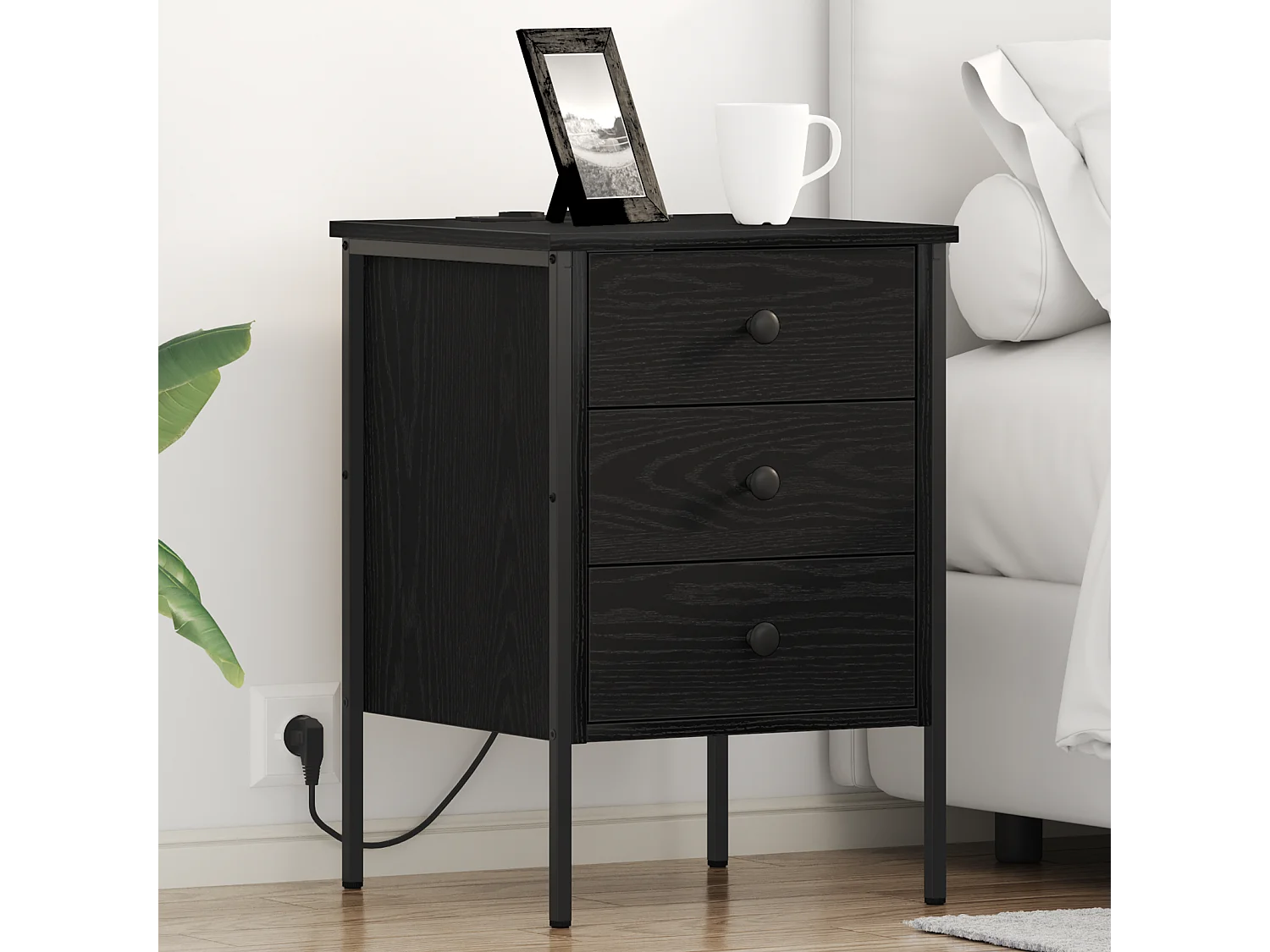 Armoires de chevet avec tiroir 2 pcs Chêne noir 42 x 41 x 61 cm