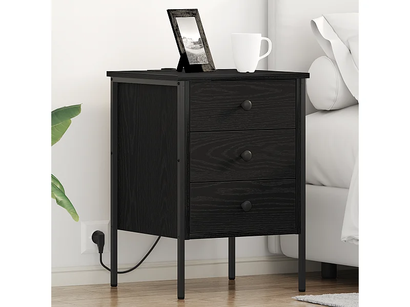 Armoires de chevet avec tiroir 2 pcs Chêne noir 42 x 41 x 61 cm