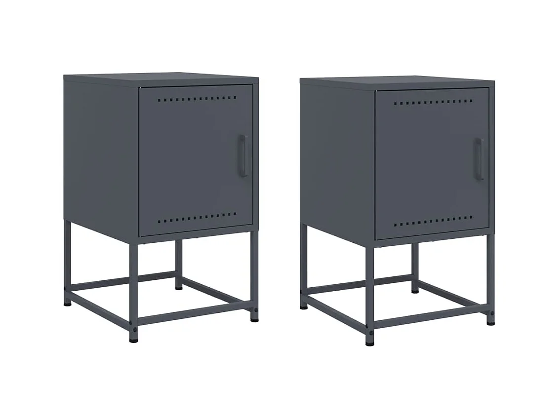 Tables de chevet 2 pcs anthracite 36x39x60,5 cm acier
