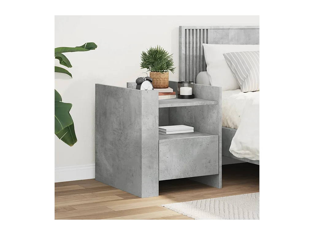 Table de chevet gris béton 45x50x50 cm bois d’ingénierie