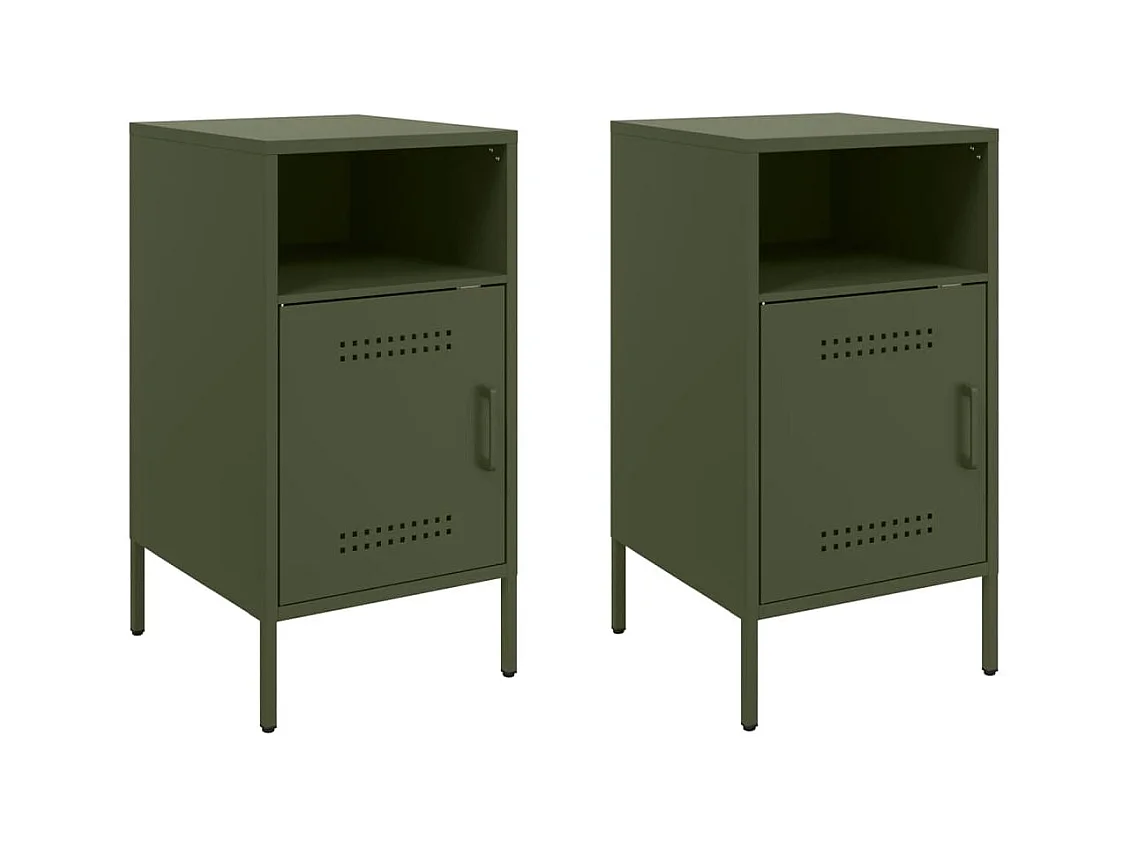 Nachtkastjes 2 stuks olijfgroen 36x39x68 cm staal