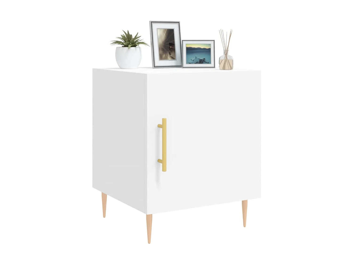 Comodino bianco 40x40x50 cm in legno ingegnerizzato