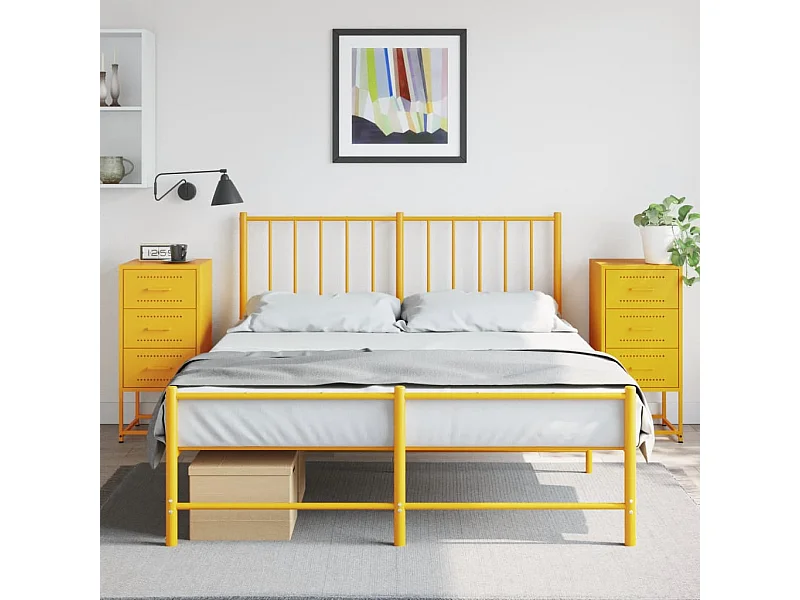 Nachtkastjes 2 stuks mosterdgeel 36x39x78 cm staal