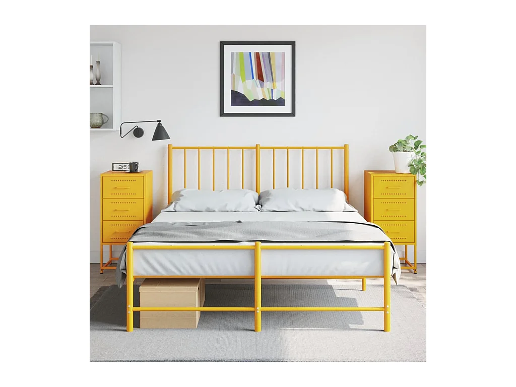 Tables de chevet 2 pcs jaune moutarde 36x39x78 cm acier