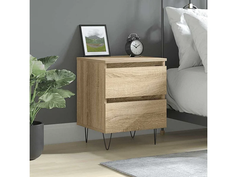 Mesita de noche de roble Sonoma 40x35x50 cm madera de ingeniería