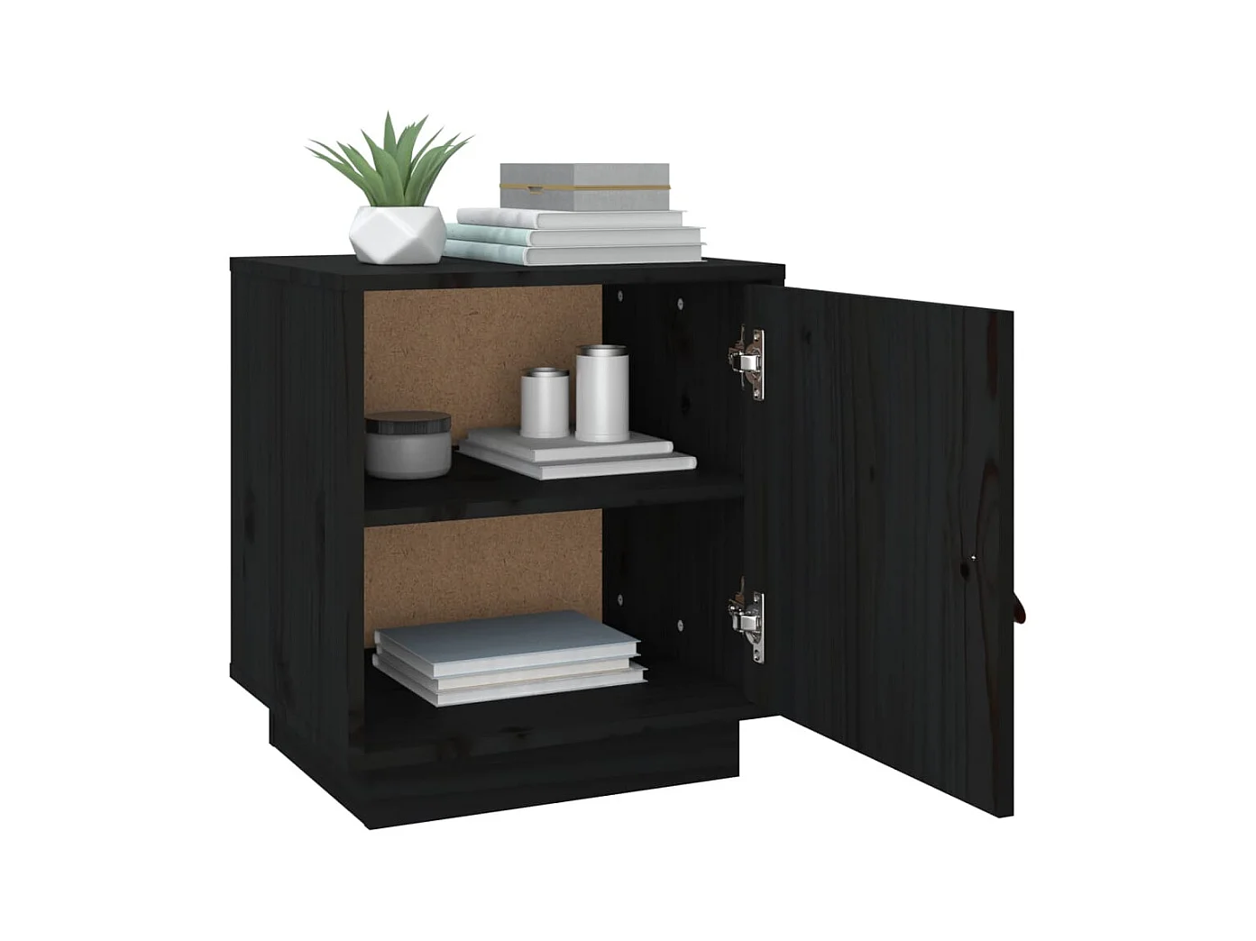 Tables de chevet 2 pcs Noir 40x34x45 cm Bois de pin massif