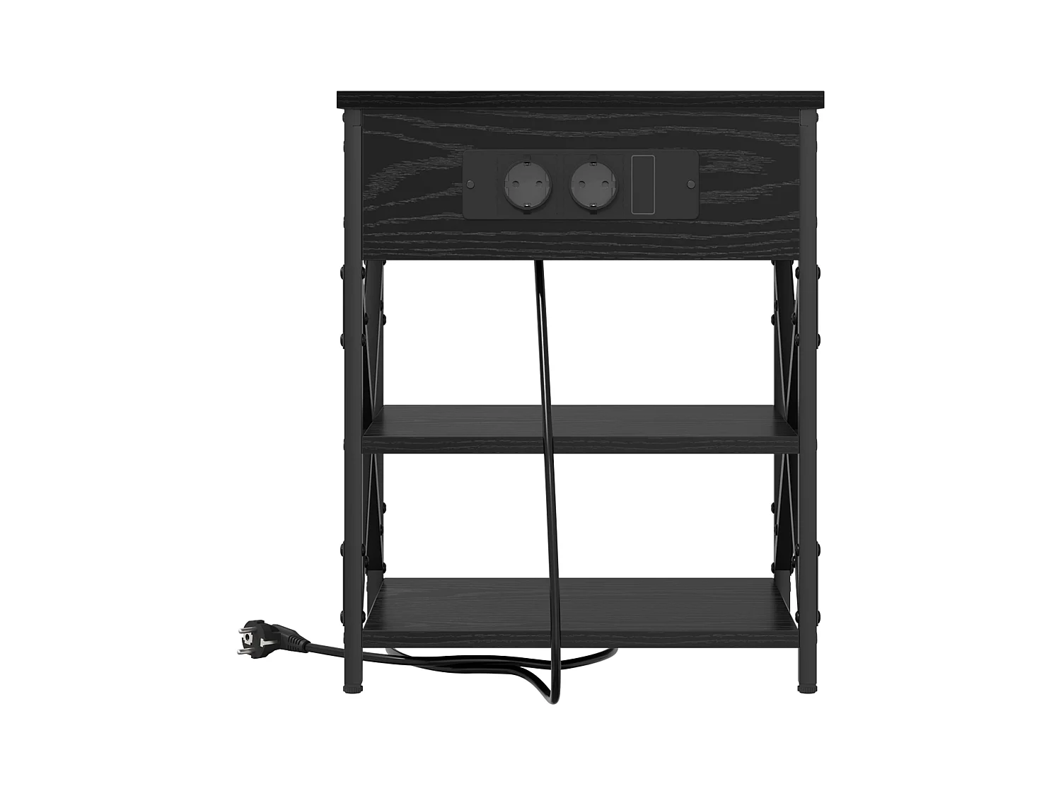 Table de nuit avec station de chargement 2 pcs Chêne noir