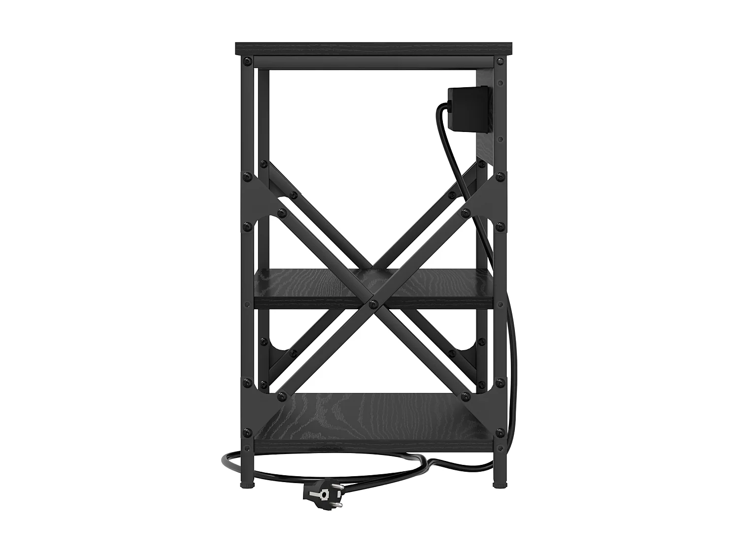 Table de nuit avec station de chargement 2 pcs Chêne noir