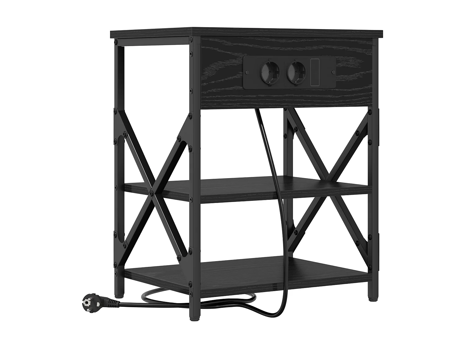 Table de nuit avec station de chargement 2 pcs Chêne noir