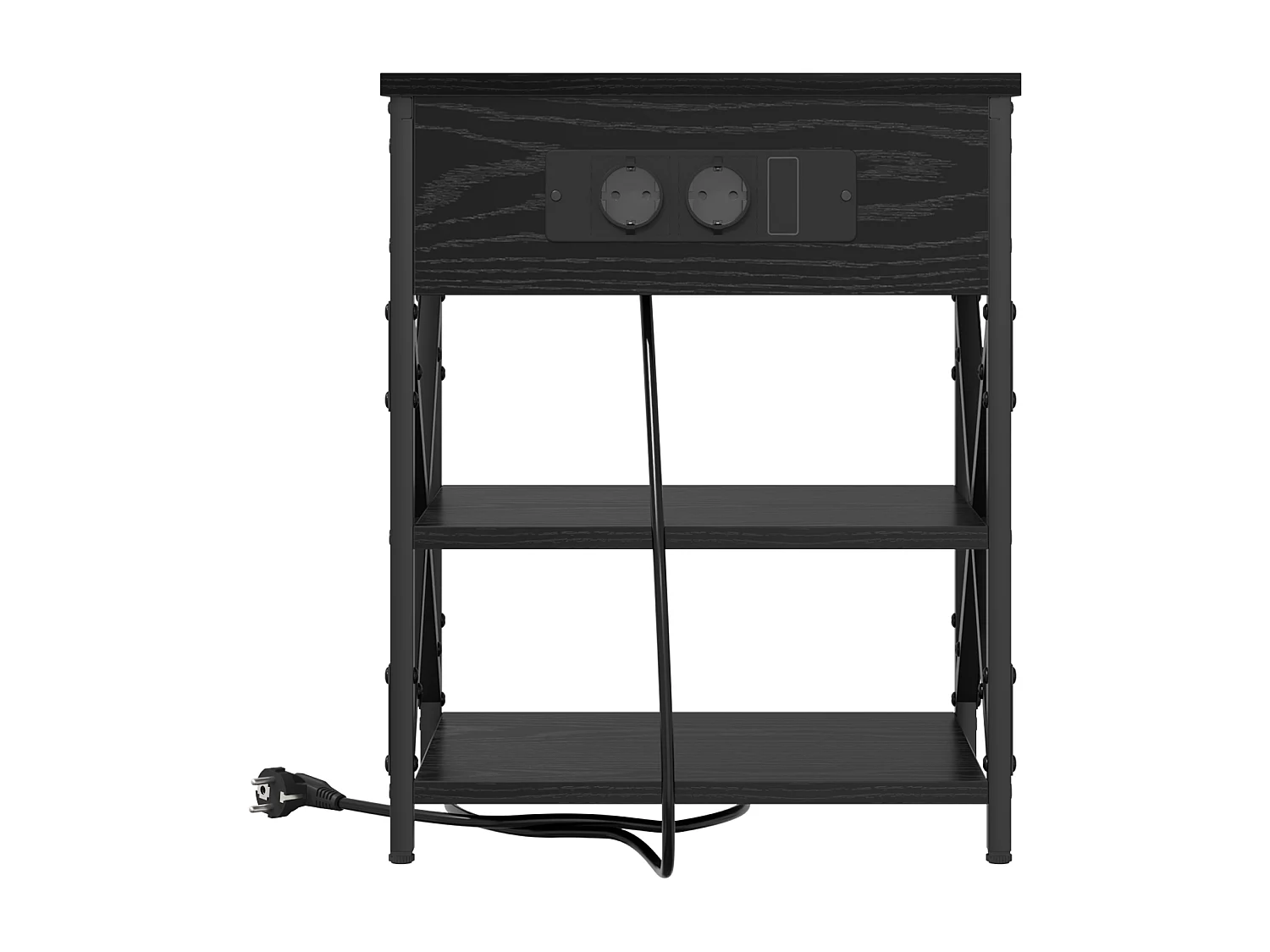 Table de nuit avec station de chargement 2 pcs Chêne noir