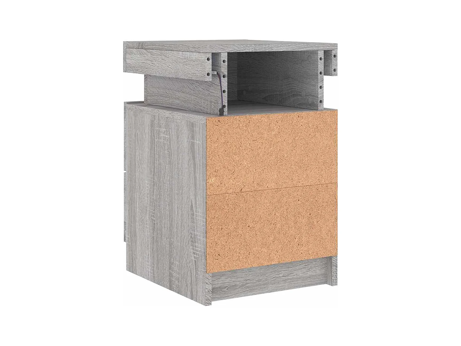 Comodino con luci LED Sonoma grigio 35x39x55 cm