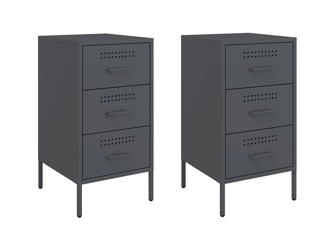 Table de chevet 2 pcs anthracite 36x39x68 cm acier