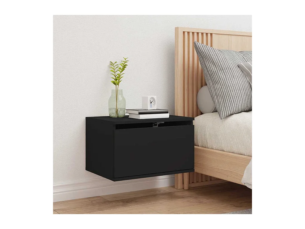 Wandnachtkastje met zwarte ledverlichting