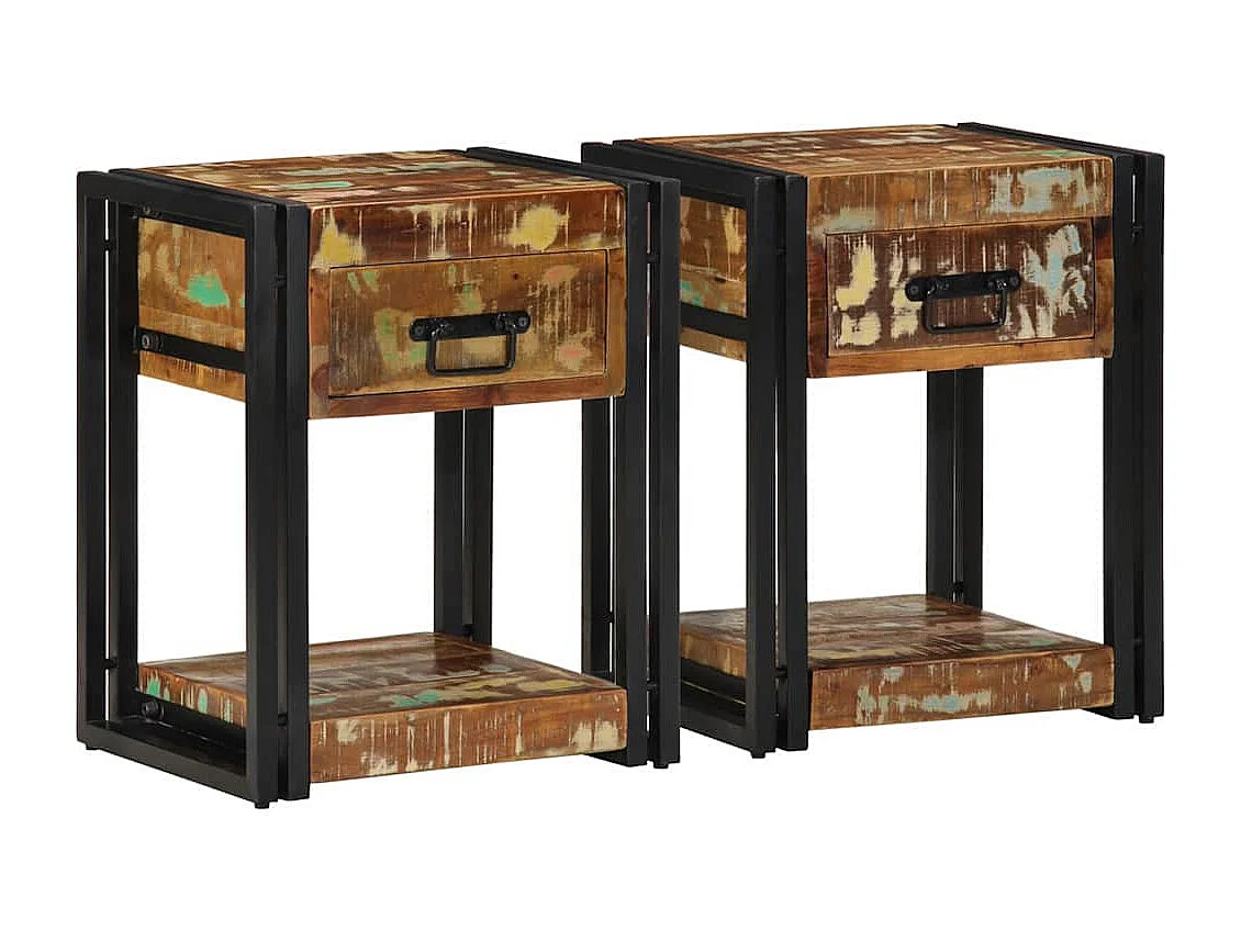 Nachtkastjes 2 stuks 40x35x50 cm Massief gerecycled hout