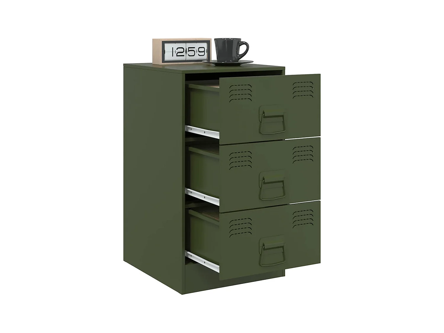 Tables de chevet 2 pcs vert olive 34,5x39x62 cm acier