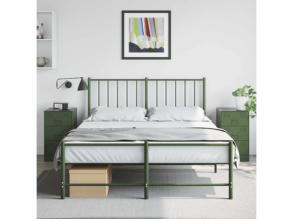 Tables de chevet 2 pcs vert olive 34,5x39x62 cm acier