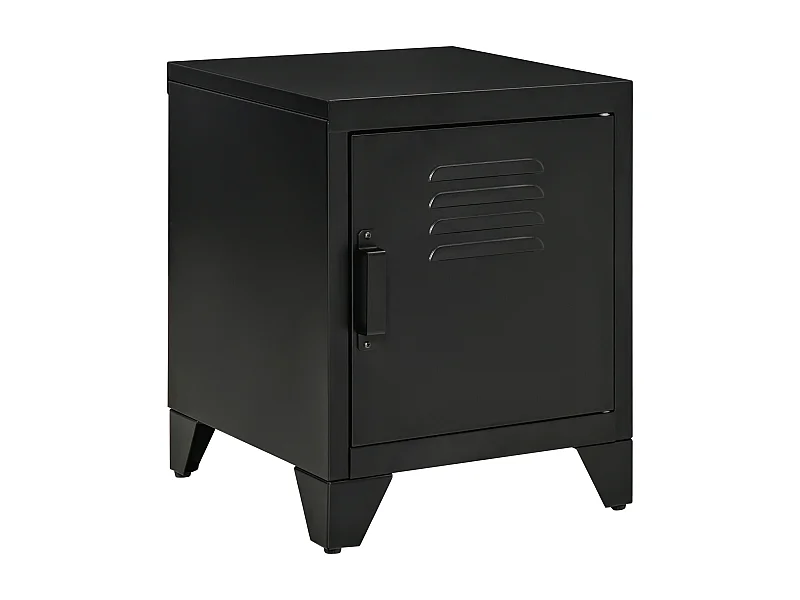 Nachtkastje met deur en verstelbare plank, metaal, zwart (40x40x50cm)