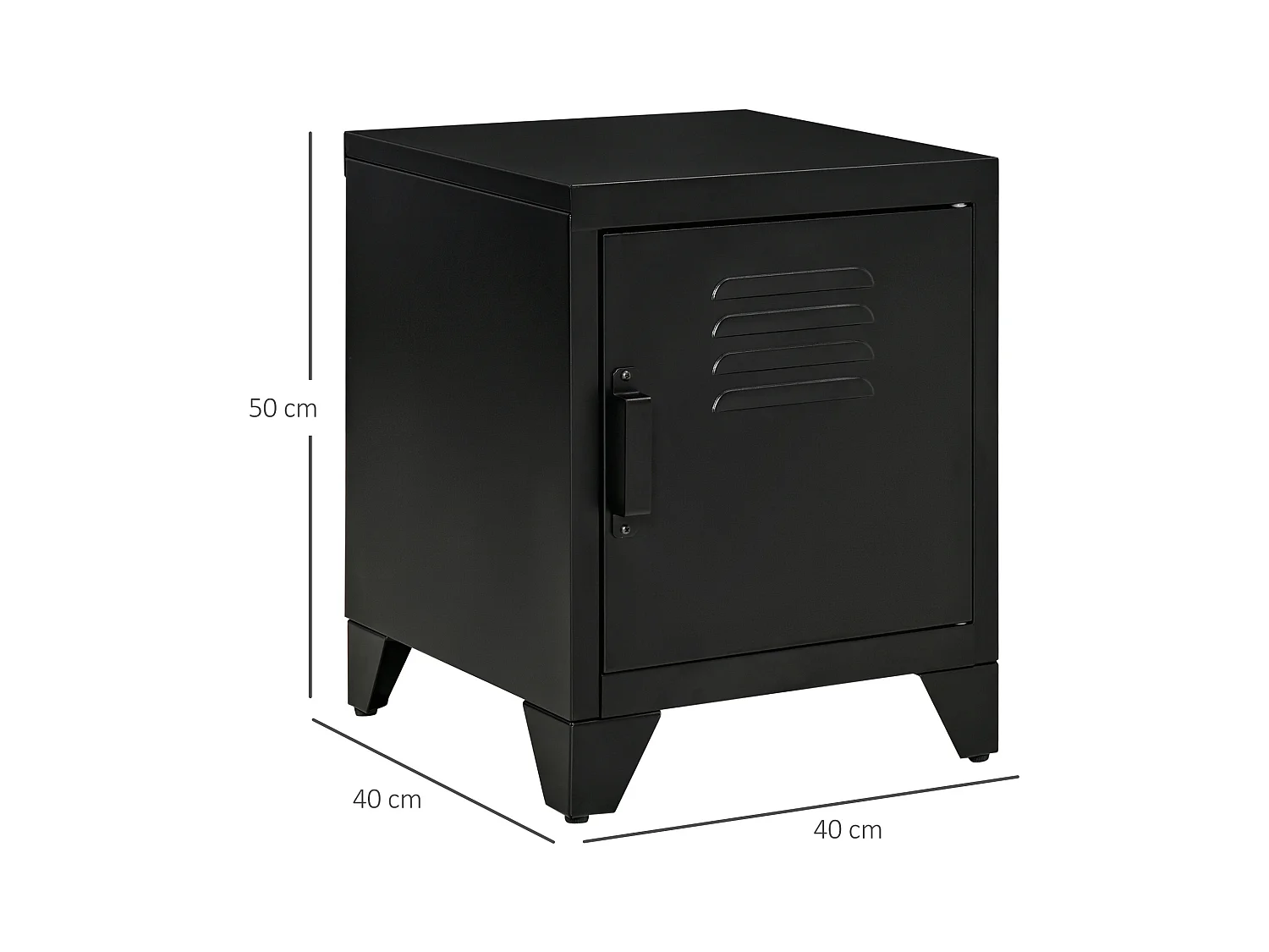 Table de chevet avec porte et étagère réglable, métal, noir (40x40x50cm)