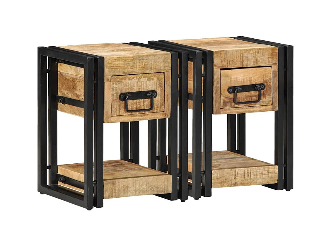 Tables de nuit 2 pcs 40x40x40 cm Bois de manguier massif