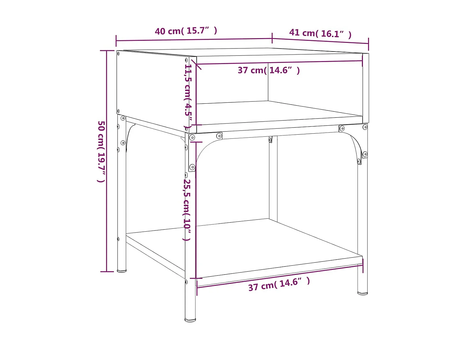Nachtkastjes 2 stuks Sonoma eiken 40x41x50 cm bewerkt hout