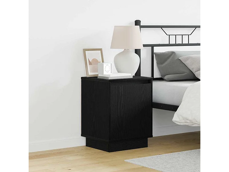 Nachtkastjes met LED-verlichting 2 stuks Zwart 39x34,5x50 cm