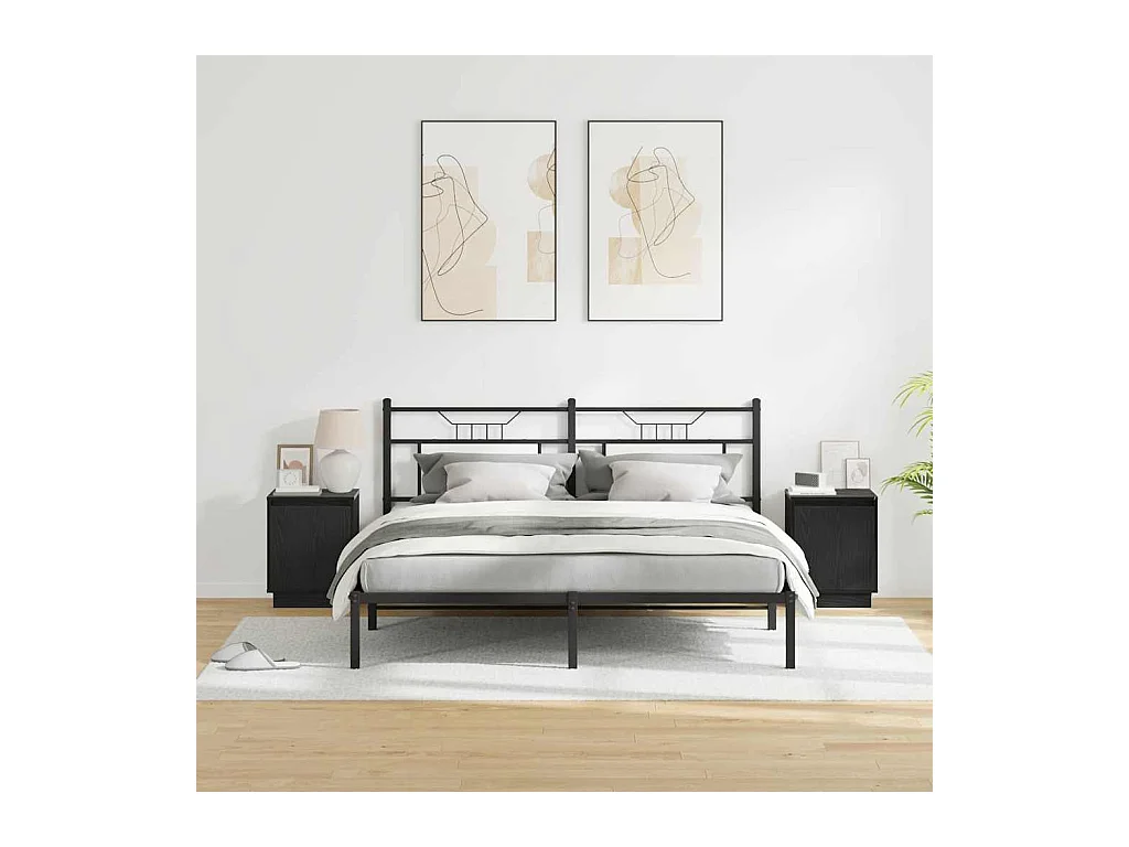 Tables de chevet avec lumières LED 2 pcs Noir 39x34,5x50 cm