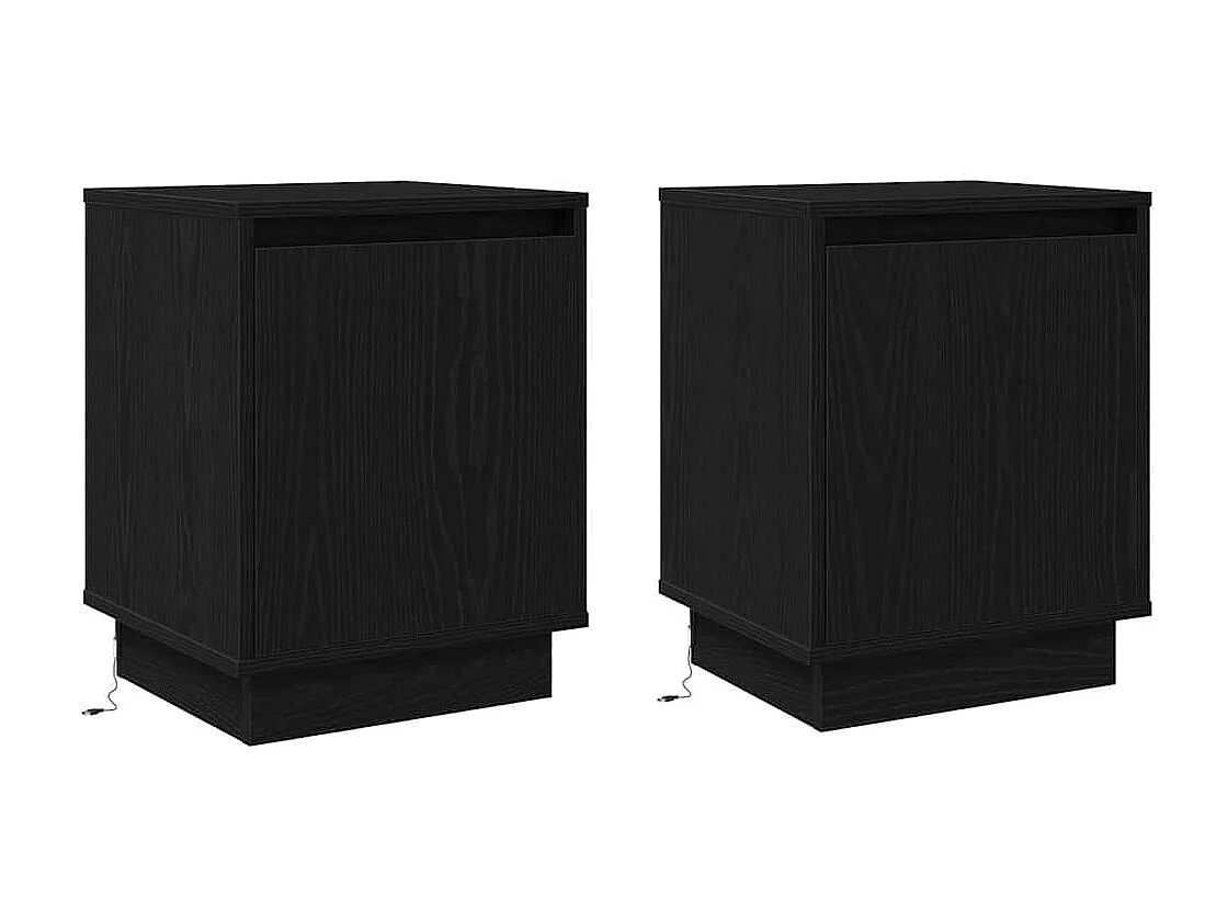 Comodini con luci LED 2 pz Nero 39x34,5x50 cm
