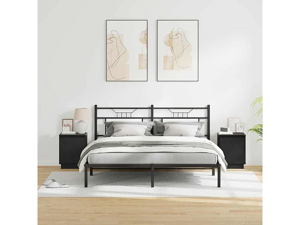 Comodini con luci LED 2 pz Nero 39x34,5x50 cm