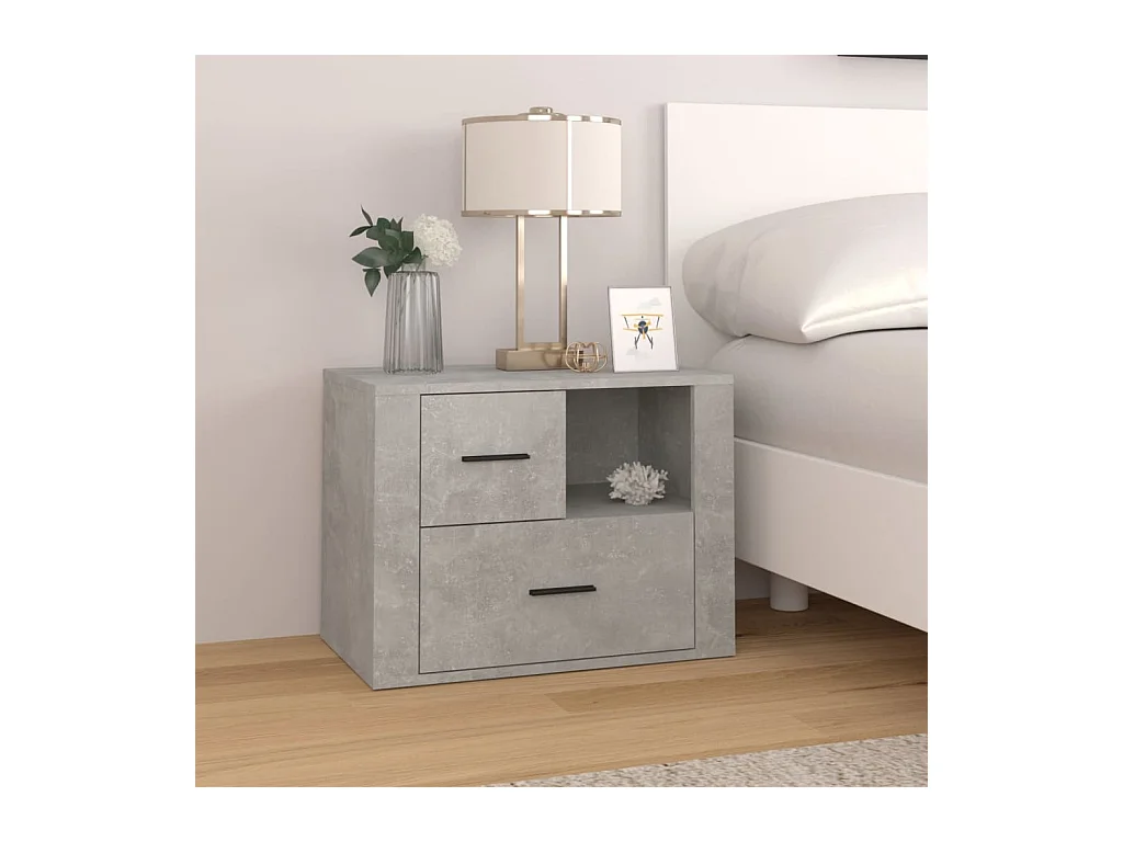 Table de chevet Gris béton 60x36x45 cm Bois d'ingénierie
