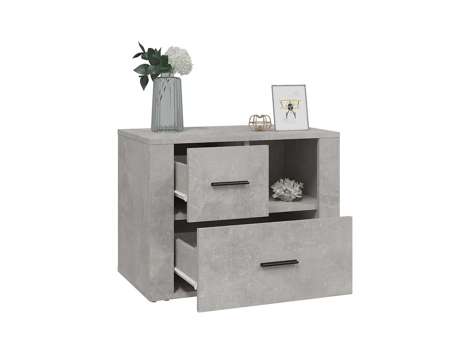 Table de chevet Gris béton 60x36x45 cm Bois d'ingénierie