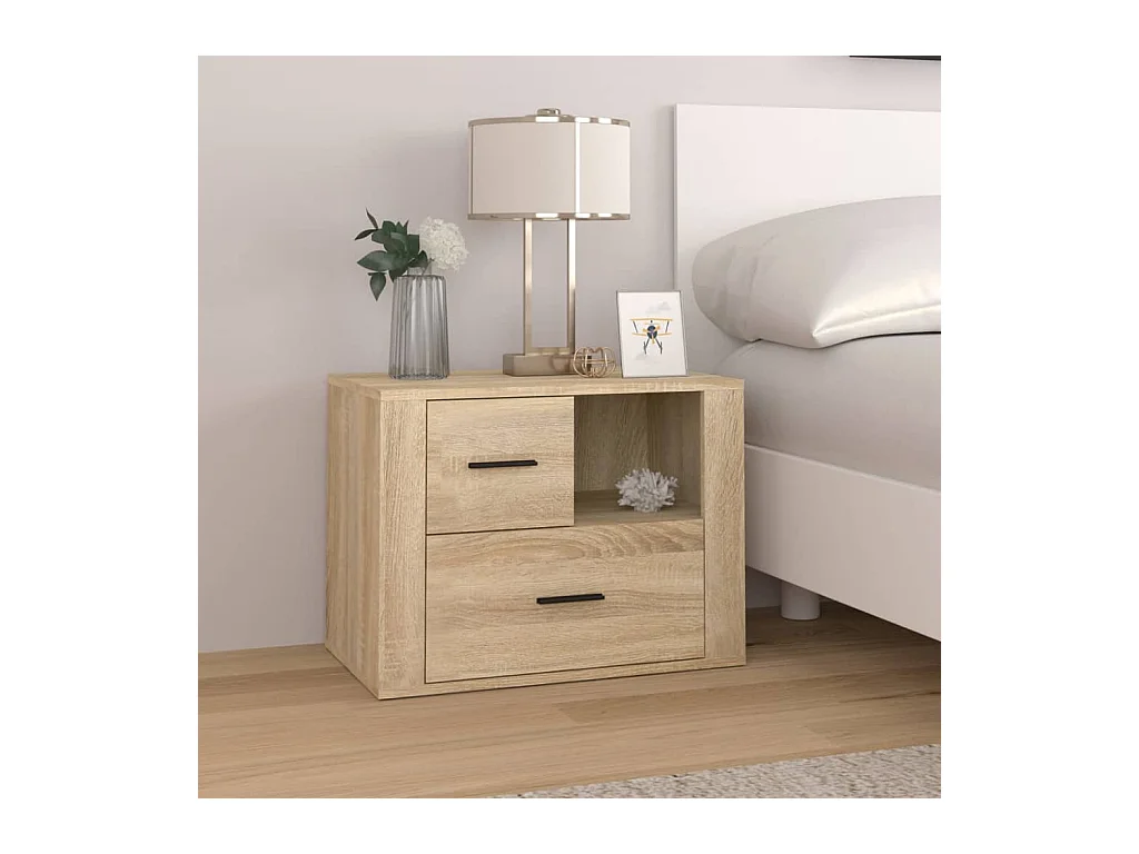 Comodino in rovere Sonoma 60x36x45 cm Legno ingegnerizzato