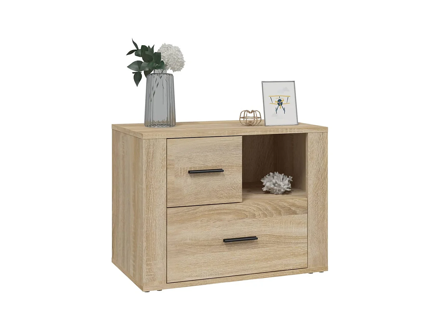 Comodino in rovere Sonoma 60x36x45 cm Legno ingegnerizzato