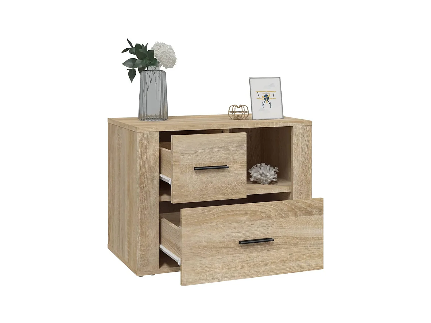 Comodino in rovere Sonoma 60x36x45 cm Legno ingegnerizzato