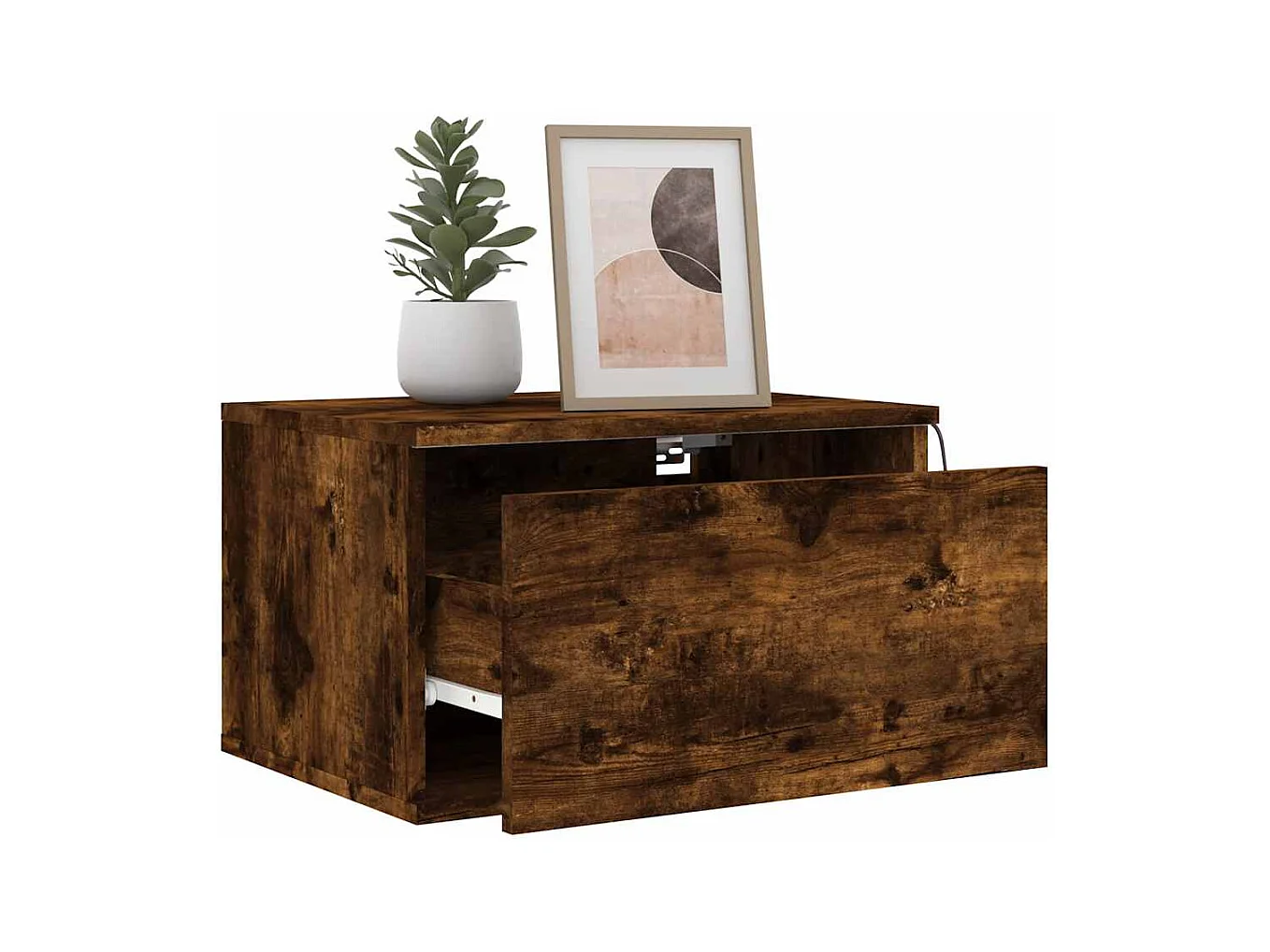 Wandmontierte Nachttische mit LED-Beleuchtung 2 Stück geräucherte Eiche