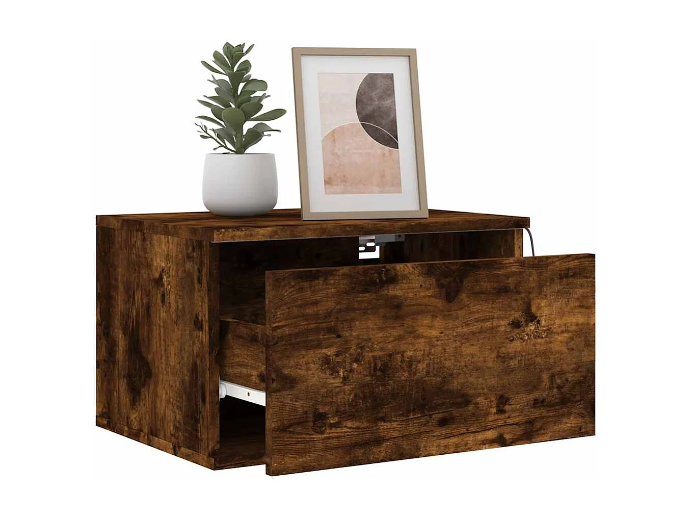 Comodini da parete con luci LED 2 pezzi rovere affumicato