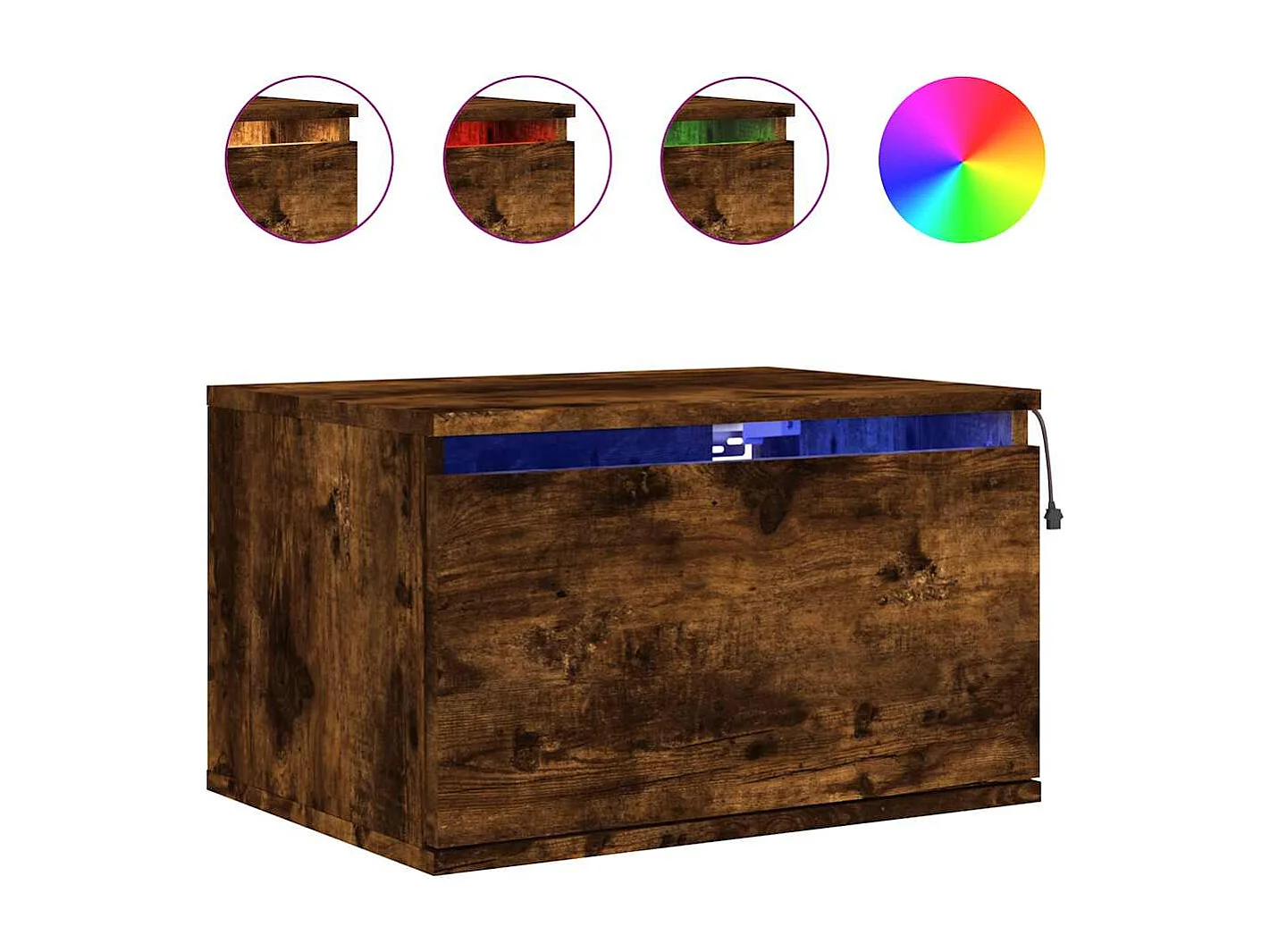 Comodini da parete con luci LED 2 pezzi rovere affumicato