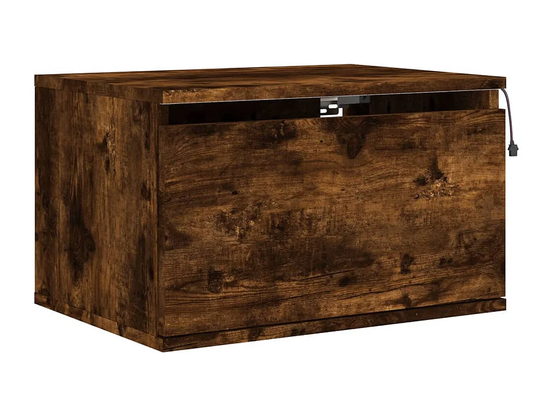 Comodini da parete con luci LED 2 pezzi rovere affumicato